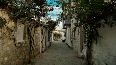 Alaçatı, Çeşme - Tarihi taş binaların arasında dar sokak