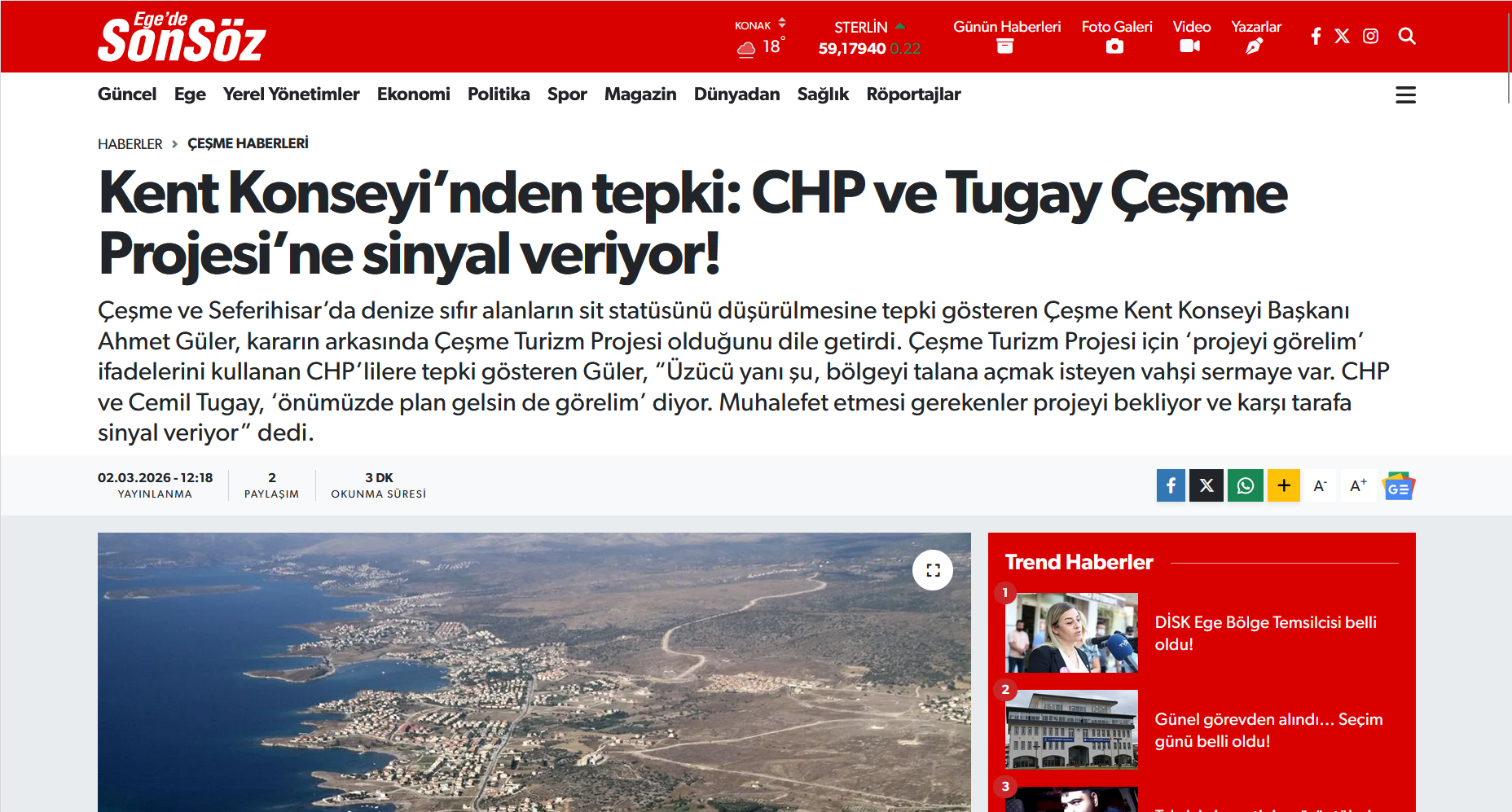 Gegen das Çeşme-Projekt